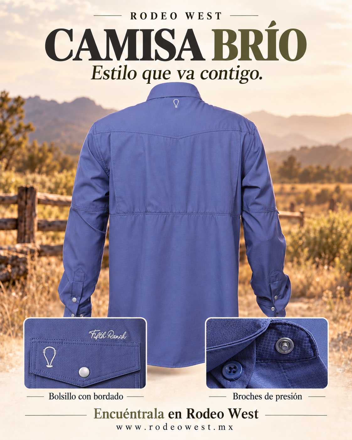 Camisa Brío Azul de espalda