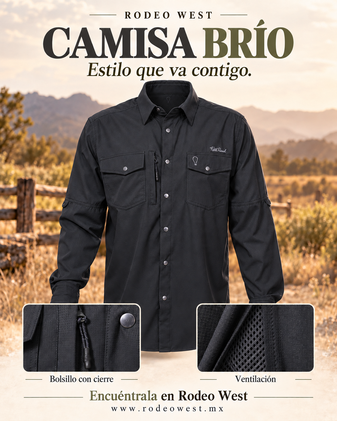 Camisa Brío Negro de frente